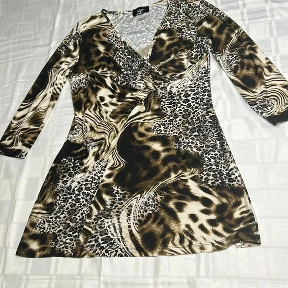 Faux wrap leopard print blouse,ruching ,Surplice ,Y2K, animal print,Canada made - Picture 10 of 14